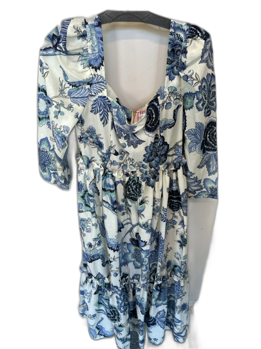 Sunday Up Size L Navy & Light Blue Polyester Blend Square Neck Long Sleeve Dress Navy & Light Blue / L