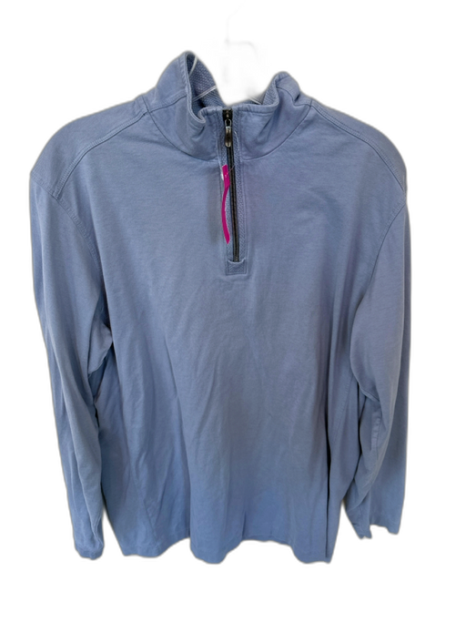 Tommy Bahama Blue Cotton Blend Quarter Zip Long Sleeve Pullover Blue / M