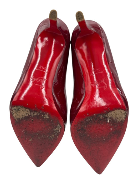 Christian Louboutin Shoe Size 38.5 Deep Red Leather Upper Patent Platform Pumps Deep Red / 38.5