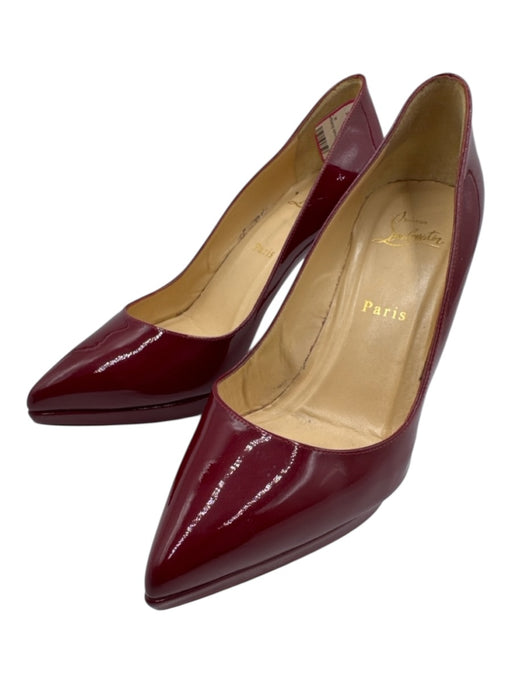 Christian Louboutin Shoe Size 38.5 Deep Red Leather Upper Patent Platform Pumps Deep Red / 38.5