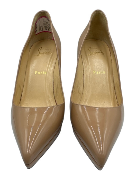 Christian Louboutin Shoe Size 38.5 Beige Leather Upper Patent Pointed Toe Pumps Beige / 38.5