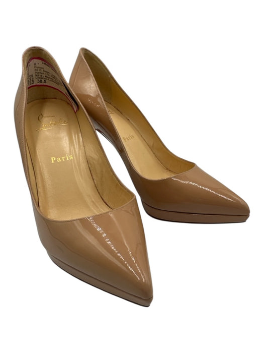 Christian Louboutin Shoe Size 38.5 Beige Leather Upper Patent Pointed Toe Pumps Beige / 38.5