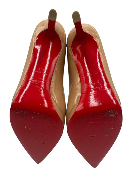 Christian Louboutin Shoe Size 38.5 Beige Leather Upper Patent Pointed Toe Pumps Beige / 38.5