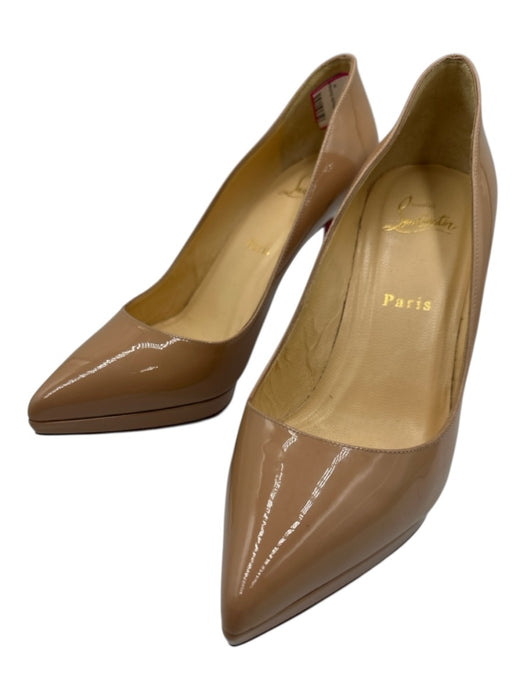 Christian Louboutin Shoe Size 38.5 Beige Leather Upper Patent Pointed Toe Pumps Beige / 38.5