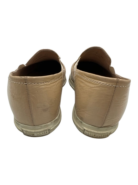 Miu Miu Shoe Size 38.5 Beige & Silver Leather Upper Toe Cap Pointed Toe Loafers Beige & Silver / 38.5