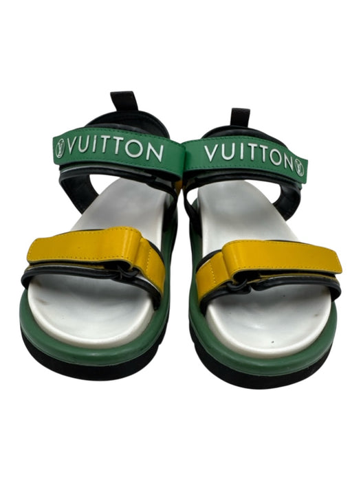 Louis Vuitton Shoe Size est 9 Green, Yellow & Black Leather Upper Sandals Green, Yellow & Black / est 9