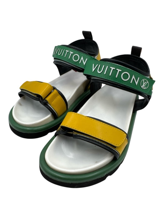 Louis Vuitton Shoe Size est 9 Green, Yellow & Black Leather Upper Sandals Green, Yellow & Black / est 9