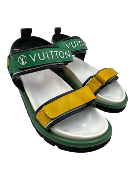 Louis Vuitton Shoe Size est 9 Green, Yellow & Black Leather Upper Sandals Green, Yellow & Black / est 9