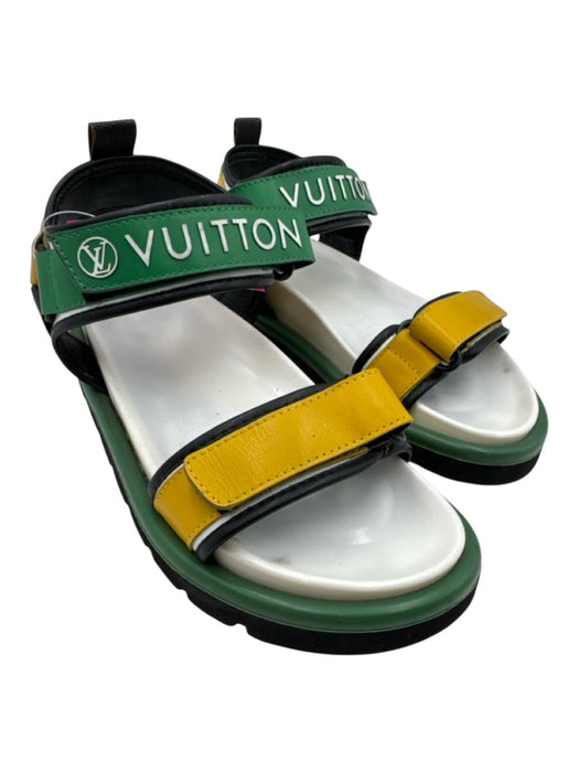 Louis Vuitton Shoe Size est 9 Green, Yellow & Black Leather Upper Sandals Green, Yellow & Black / est 9