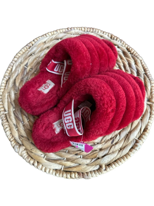 Ugg Shoe Size 8 Red & White shearling Platform Open Toe Mules Red & White / 8