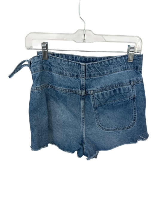We The Free Size 6 Med Dark Wash Cotton Side Tie Raw Hem Denim Mini Skort Med Dark Wash / 6