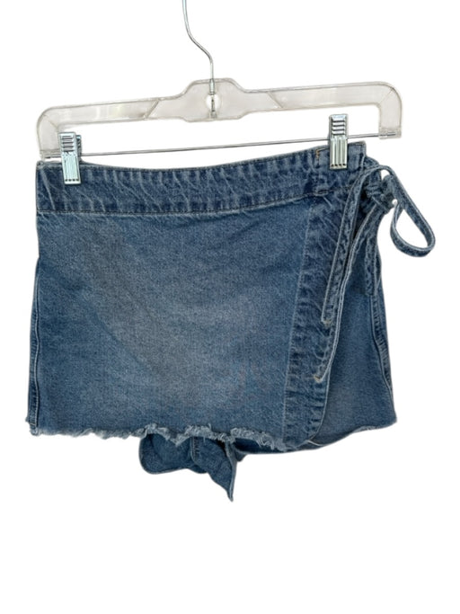 We The Free Size 6 Med Dark Wash Cotton Side Tie Raw Hem Denim Mini Skort Med Dark Wash / 6
