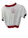 Queen of Sparkles Size XS Red & White Cotton Blend Short Sleeve Embroidered Top Red & White / XS
