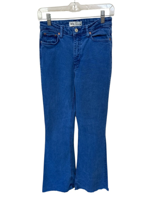 Zara Size 4 Blue Cotton Blend High Waist Flare Jeans Blue / 4