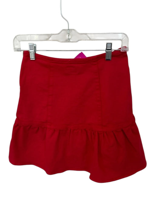 Mother Size 26 Red Cotton Blend Side Zip Ruffles Mini Skirt Red / 26