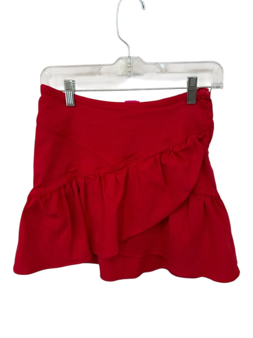Mother Size 26 Red Cotton Blend Side Zip Ruffles Mini Skirt Red / 26