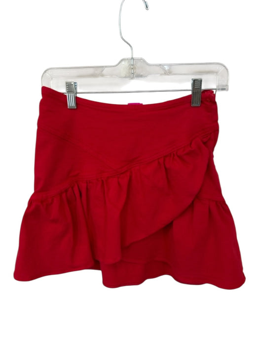 Mother Size 26 Red Cotton Blend Side Zip Ruffles Mini Skirt Red / 26