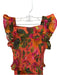 En Creme Size S/M Green & Orange Cotton Blend Smocked Tropical Midi Skirt Set Green & Orange / S/M