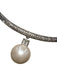 Givenchy Silver Crystal Faux Pearl Pendant Open Hoop Choker Necklace Silver