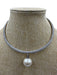 Givenchy Silver Crystal Faux Pearl Pendant Open Hoop Choker Necklace Silver