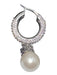 Givenchy Silver & White Faux Pearl Hoop Crystal Logo Dangle Earrings Silver & White