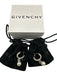 Givenchy Silver & White Faux Pearl Hoop Crystal Logo Dangle Earrings Silver & White