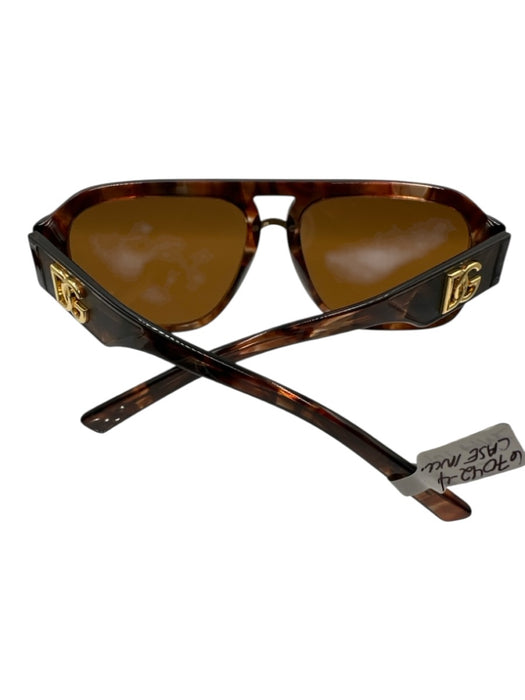 Dolce & Gabbana Brown, Black, Gold Acetate Brow Bar Tortoise Logo Sunglasses Brown, Black, Gold