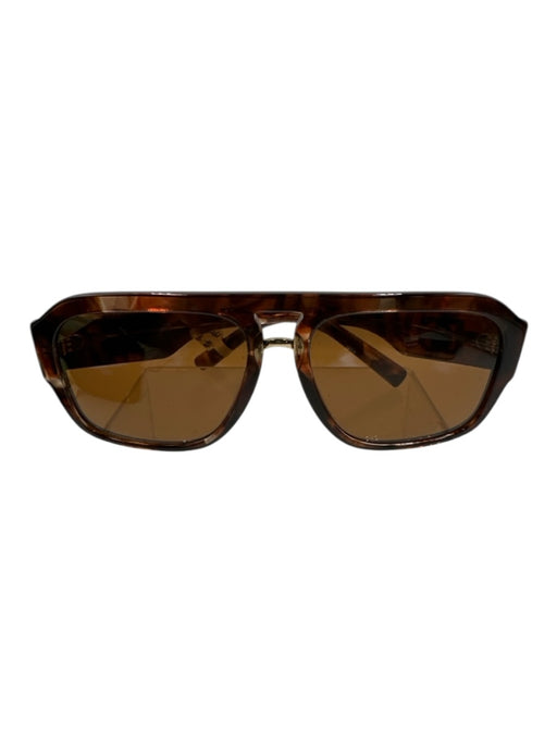 Dolce & Gabbana Brown, Black, Gold Acetate Brow Bar Tortoise Logo Sunglasses Brown, Black, Gold