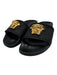 Versace Shoe Size est 38 Black & Gold Rubber Medusa Greek Key Open Toe Sandals Black & Gold / est 38