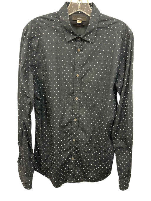 Diesel Size M Navy & White Cotton Blend Stars Button Up Men's Long Sleeve Shirt Navy & White / M