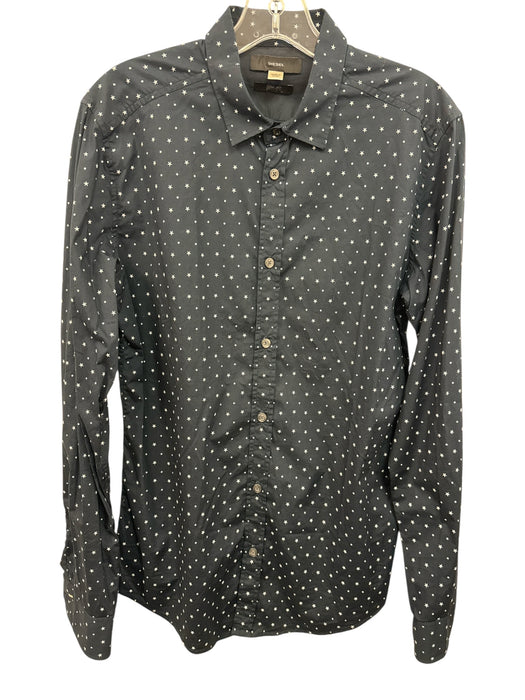 Diesel Size M Navy & White Cotton Blend Stars Button Up Men's Long Sleeve Shirt Navy & White / M