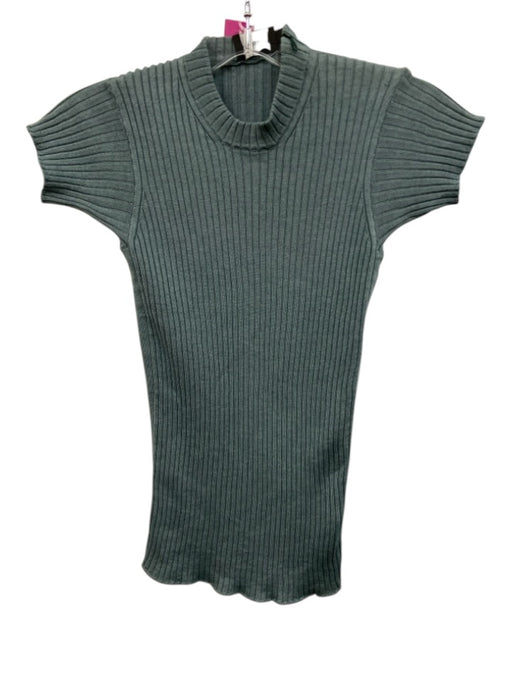 Giorgio Armani Size 44 Slate Teal Green Viscose & Cashmere Ribbed Knit Top Slate Teal Green / 44