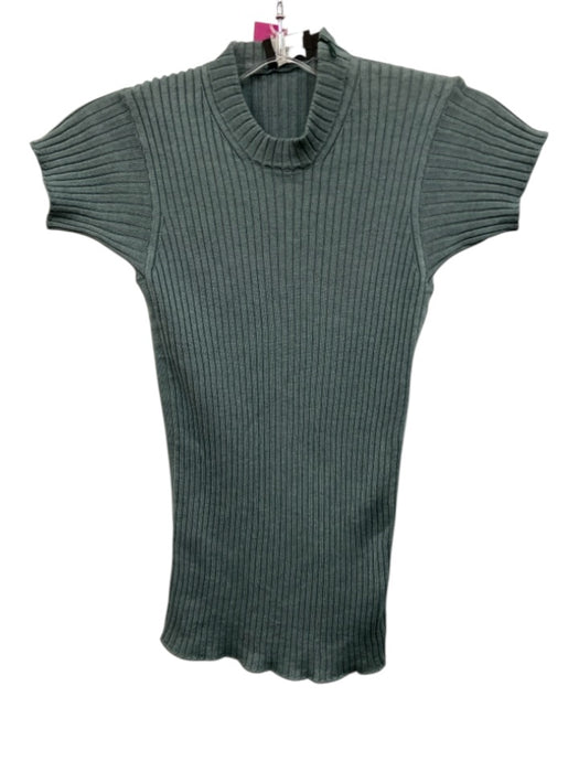 Giorgio Armani Size 44 Slate Teal Green Viscose & Cashmere Ribbed Knit Top Slate Teal Green / 44