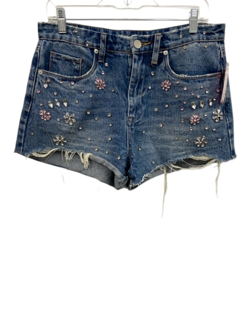 Blank NYC Size 29 Medium Wash Cotton Denim Crystal Embellished High Rise Shorts Medium Wash / 29