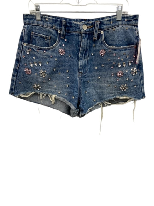 Blank NYC Size 29 Medium Wash Cotton Denim Crystal Embellished High Rise Shorts Medium Wash / 29
