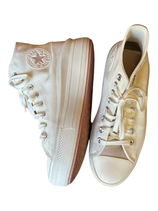 Converse Shoe Size 9 Off White Canvas & Leather High Top lace up Sneakers Off White / 9
