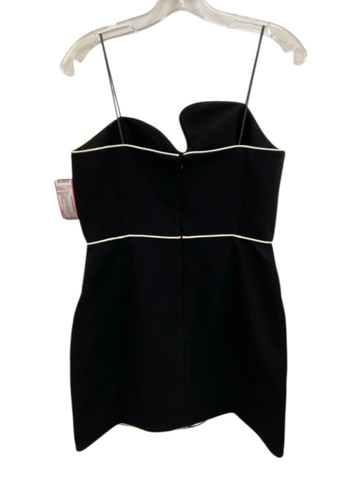 Amanda Uprichard Size M Black & White Polyester Contrast Piping Asymmetric Dress Black & White / M