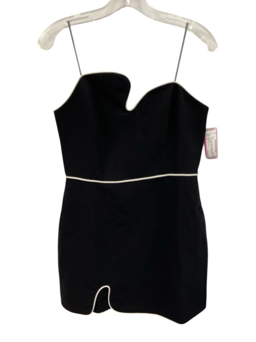 Amanda Uprichard Size M Black & White Polyester Contrast Piping Asymmetric Dress Black & White / M