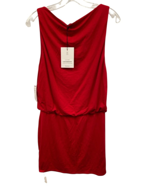 Reformation Size M Red Tencel Blend foldover waist Boat Neck Mini Dress Red / M
