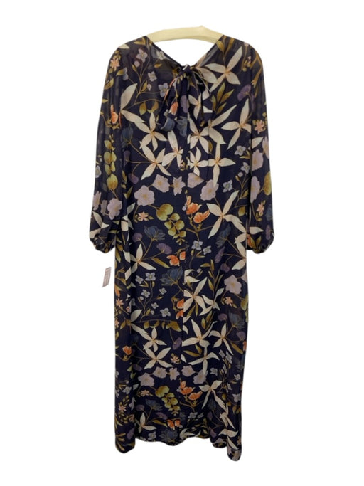 Mestiza New York Size M Navy Blue, Green, Multi Polyester Sheer Overlay Dress Navy Blue, Green, Multi / M