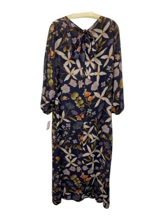 Mestiza New York Size M Navy Blue, Green, Multi Polyester Sheer Overlay Dress Navy Blue, Green, Multi / M