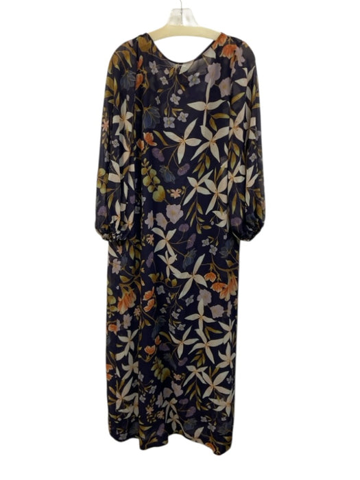 Mestiza New York Size M Navy Blue, Green, Multi Polyester Sheer Overlay Dress Navy Blue, Green, Multi / M