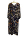 Mestiza New York Size M Navy Blue, Green, Multi Polyester Sheer Overlay Dress Navy Blue, Green, Multi / M