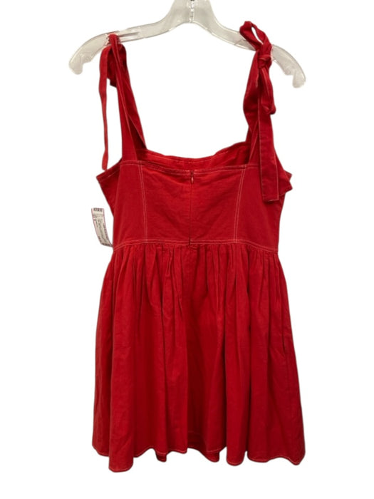 Kendall Lane Size S Red Synthetic Contrast Stitch Gathered Waist Mini Dress Red / S