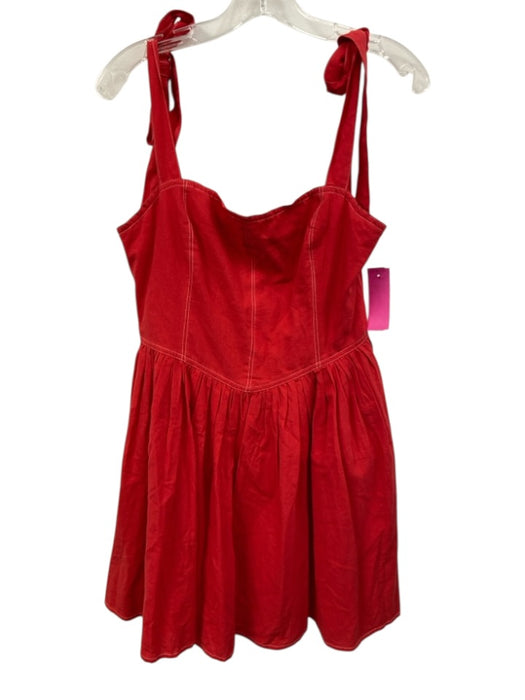 Kendall Lane Size S Red Synthetic Contrast Stitch Gathered Waist Mini Dress Red / S