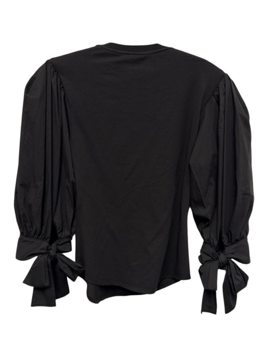 Cinq a Sept Size XS Black Cotton Blend 1/2 Balloon Sleeve Tie Wrist Gathered Top Black / XS
