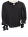 Cinq a Sept Size XS Black Cotton Blend 1/2 Balloon Sleeve Tie Wrist Gathered Top Black / XS