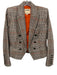 L'agence Size 2 Black, White & Orange Print Cotton Houndstooth Check Jacket Black, White & Orange Print / 2