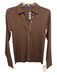 J. McLaughlin Size S Brown Pima Cotton Ribbed Long Sleeve Button Up Collared Top Brown / S