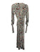Natalie Martin Size XS Beige, Navy, Red Silk Flowers & Leaves Wrap Maxi Dress Beige, Navy, Red / XS